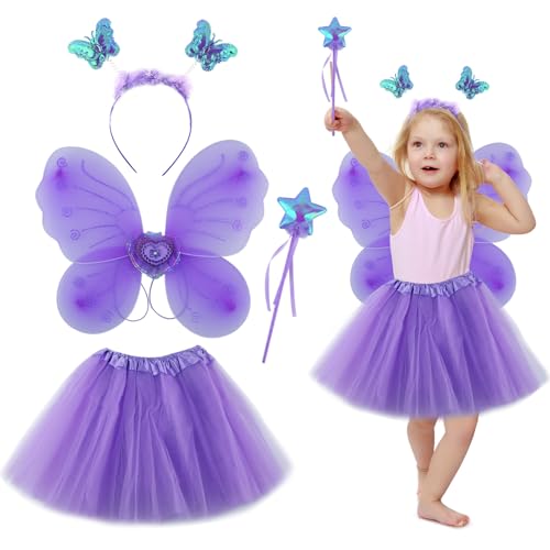 Dwafill Kostüm Schmetterling Kinder, 4-Teiliges Feen Kostüm Kinder, Inklusive SchmetterlingsflüGeln, Kopfschmuck, Feenstab, Prinzessinnenkleid, Kostüm Fee Kinder, Karneval, MäDchen 3-10 Jahren Dwafill Kostüm Schmetterling Kinder, 4-Teiliges Feen Kostüm Kinder, Inklusive SchmetterlingsflüGeln, Kopfschmuck, Feenstab, Prinzessinnenkleid, Kostüm Fee Kinder, Karneval, MäDchen 3-10 Jahren von Dwafill