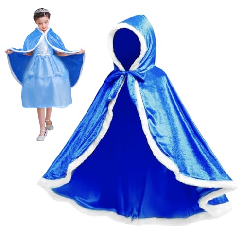 Dwafill Prinzessin Umhang Prinzessinnen Cape, Kinde Mädchen Kostüm Umhang mit Kapuze, Halloween Karneval Kostüm, Prinzessin Cosplay Party (S) von Dwafill