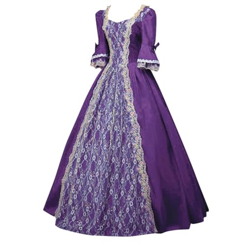 Dwevkeful Mittelalter Kleidung Damen Renaissance Kleid Viktorianisches Kleid Damen Kostüm Satin Hohe Taille Mittelalterlich Cocktailkleid von Dwevkeful