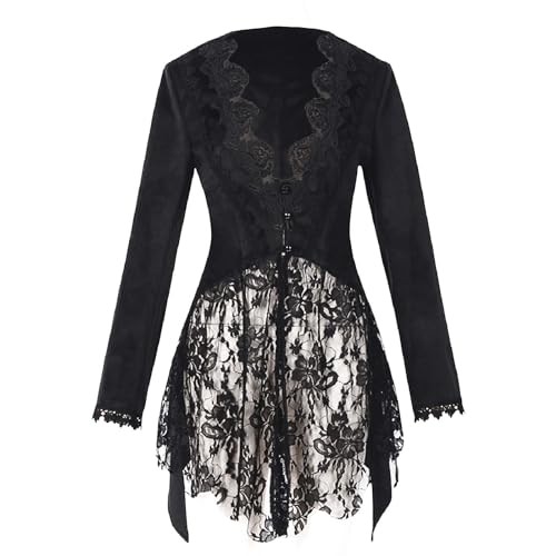 Steampunk Jacke Damen Gothic Frack Damen Mantel Spitzen Punk Gehrock Mittelalter Viktorianischen Mäntel Renaissance Vintage Smoking Klied für Halloween Kostüm Karneval Party Cosplay Kleidung Steampunk Jacke Damen Gothic Frack Damen Mantel Spitzen Punk Gehrock Mittelalter Viktorianischen Mäntel Renaissance Vintage Smoking Klied für Halloween Kostüm Karneval Party Cosplay Kleidung von Dwevkeful