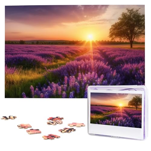 1000 Teile Puzzle – Lavendelwiese bei Sonnenuntergang, Frühlingspuzzles für Erwachsene, herausforderndes Puzzle, personalisiertes Bildpuzzle, Holzpuzzle, 74,9 x 50 cm 1000 Teile Puzzle – Lavendelwiese bei Sonnenuntergang, Frühlingspuzzles für Erwachsene, herausforderndes Puzzle, personalisiertes Bildpuzzle, Holzpuzzle, 74,9 x 50 cm von Dwrepo