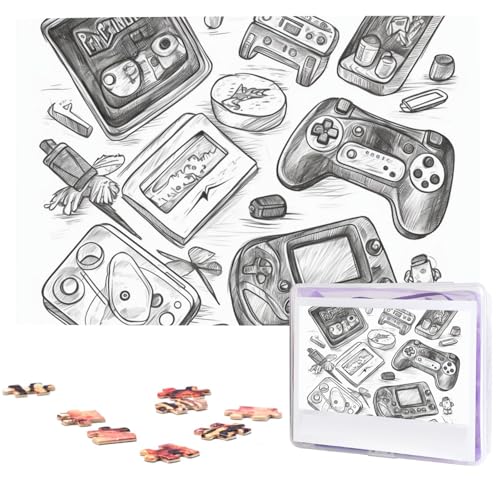1000 Teile Puzzle – Monochromes Skizzenstil-Gaming-Puzzle für Erwachsene, herausforderndes Puzzle, personalisiertes Bildpuzzle, Holzpuzzle, 74,9 x 50 cm 1000 Teile Puzzle – Monochromes Skizzenstil-Gaming-Puzzle für Erwachsene, herausforderndes Puzzle, personalisiertes Bildpuzzle, Holzpuzzle, 74,9 x 50 cm von Dwrepo