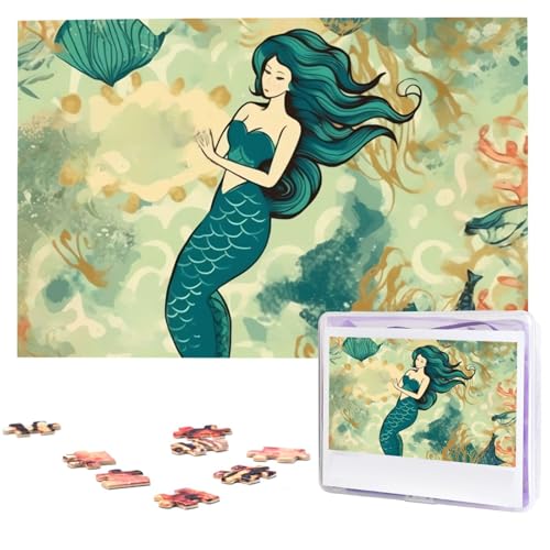 1000 Teile Puzzle – Retro-Meerjungfrau-Puzzles für Erwachsene, herausforderndes Puzzle, personalisiertes Bildpuzzle, Holzpuzzle, 74,9 x 50 cm 1000 Teile Puzzle – Retro-Meerjungfrau-Puzzles für Erwachsene, herausforderndes Puzzle, personalisiertes Bildpuzzle, Holzpuzzle, 74,9 x 50 cm von Dwrepo