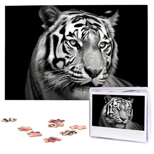 1000 Teile Puzzle – Schwarz-Weiß-Tiger-Puzzles für Erwachsene, herausforderndes Puzzle, personalisiertes Bildpuzzle, Holzpuzzle, 74,9 x 50 cm 1000 Teile Puzzle – Schwarz-Weiß-Tiger-Puzzles für Erwachsene, herausforderndes Puzzle, personalisiertes Bildpuzzle, Holzpuzzle, 74,9 x 50 cm von Dwrepo