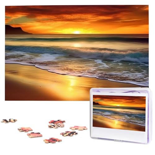 1000 Teile Puzzle – Sonnenuntergang Strand Puzzles für Erwachsene, herausforderndes Puzzle, personalisiertes Bild, Puzzle, Holzpuzzle, 74,9 x 50 cm von Dwrepo