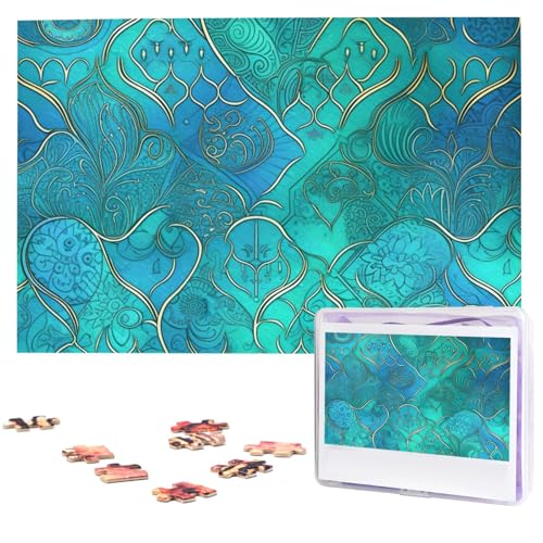 1000 Teile Puzzle – Türkis-Muster-Puzzles für Erwachsene, herausforderndes Puzzle, personalisiertes Bildpuzzle, Holzpuzzle, 74,9 x 50 cm 1000 Teile Puzzle – Türkis-Muster-Puzzles für Erwachsene, herausforderndes Puzzle, personalisiertes Bildpuzzle, Holzpuzzle, 74,9 x 50 cm von Dwrepo