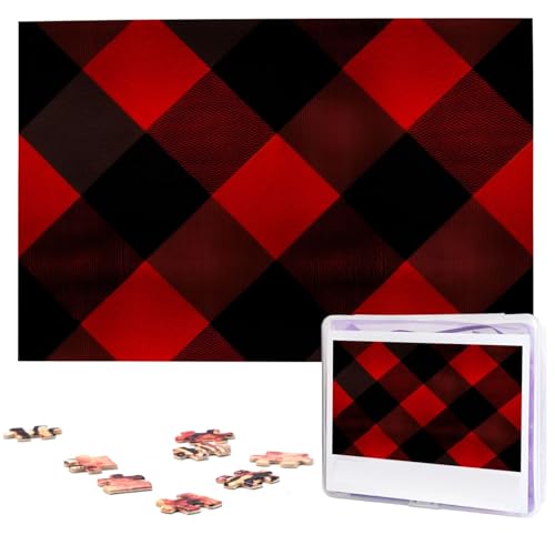 1000 Teile Puzzle – karierte rote und schwarze Puzzles für Erwachsene, herausforderndes Puzzle, personalisiertes Bildpuzzle, Holzpuzzle, 74,9 x 50 cm 1000 Teile Puzzle – karierte rote und schwarze Puzzles für Erwachsene, herausforderndes Puzzle, personalisiertes Bildpuzzle, Holzpuzzle, 74,9 x 50 cm von Dwrepo