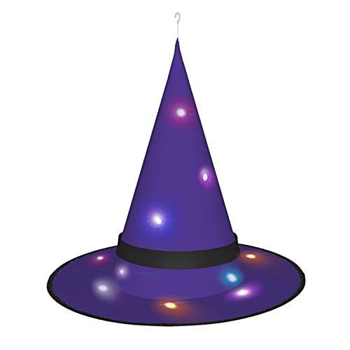 Dunkel Lila Druck Halloween Hexe Hut Kappe Faltbare Spitze Hut Mit Led Lichter Für Cosplay Party von Dwrepo
