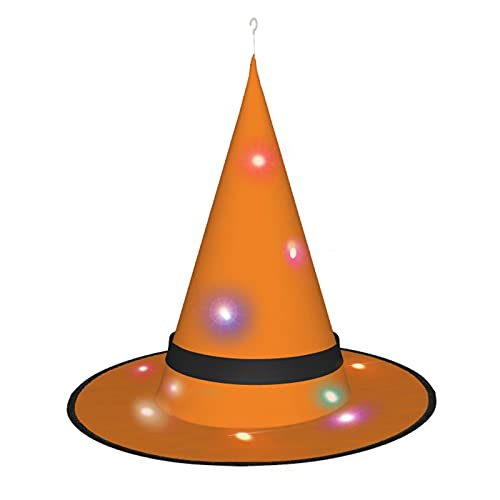 Dwrepo Orange Print Halloween Hexenhut Cap Faltbare Spitze Hut Mit Led Lichter Für Cosplay Party von Dwrepo