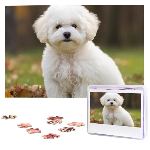 Puzzle Custom Jigsaw Puzzles for Adults 1000 Pieces Personalized Wooden Puzzle Bichon Frise Dog Wedding Puzzle Picture Puzzle for Christmas Family Birthday Holidays von Dwrepo