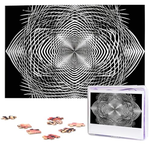 Puzzle Custom Jigsaw Puzzles for Adults 1000 Pieces Personalized Wooden Puzzle Black and White Geometric Shape Art Wedding Puzzle Picture Puzzle for Christmas Family Birthday Holidays von Dwrepo