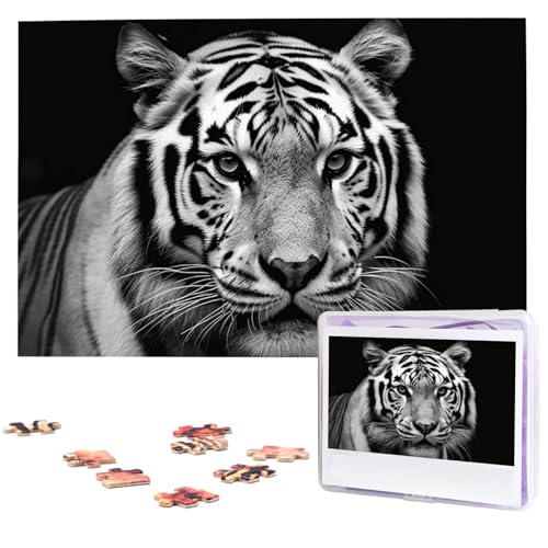 Puzzle Custom Jigsaw Puzzles for Adults 1000 Pieces Personalized Wooden Puzzle Black and White Tiger Wedding Puzzle Picture Puzzle for Christmas Family Birthday Holidays von Dwrepo