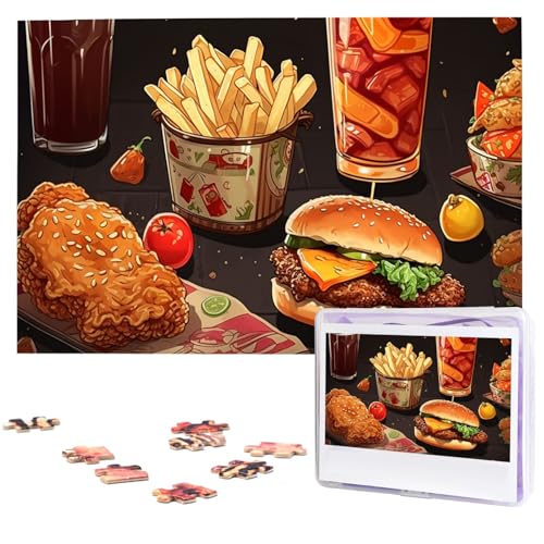 Puzzle Custom Jigsaw Puzzles for Adults 1000 Pieces Personalized Wooden Puzzle Chicken Leg Burger Drink Wedding Puzzle Picture Puzzle for Christmas Family Birthday Holidays von Dwrepo