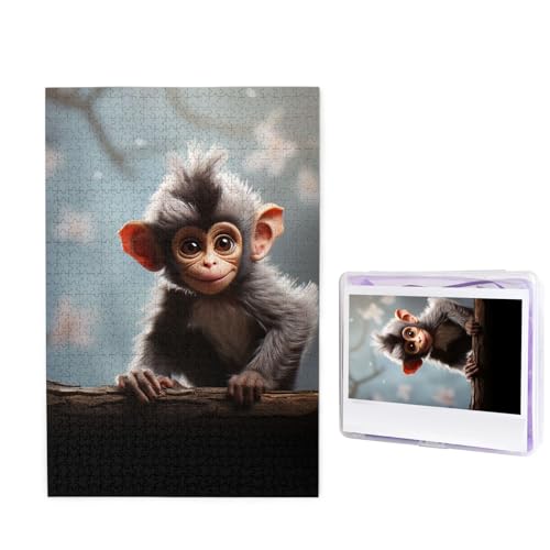 Puzzle Custom Jigsaw Puzzles for Adults 1000 Pieces Personalized Wooden Puzzle Cute Monkey Wedding Puzzle Picture Puzzle for Christmas Family Birthday Holidays von Dwrepo