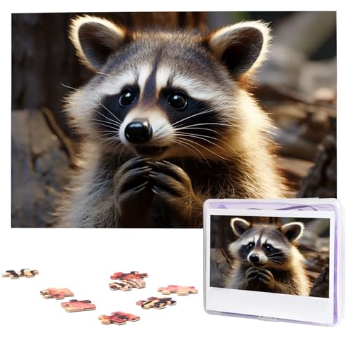 Puzzle Custom Jigsaw Puzzles for Adults 1000 Pieces Personalized Wooden Puzzle Cute Raccoon Wedding Puzzle Picture Puzzle for Christmas Family Birthday Holidays von Dwrepo