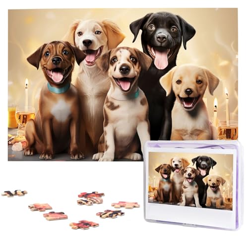 Puzzle Custom Jigsaw Puzzles for Adults 1000 Pieces Personalized Wooden Puzzle Dogs Happy Party Wedding Puzzle Picture Puzzle for Christmas Family Birthday Holidays von Dwrepo