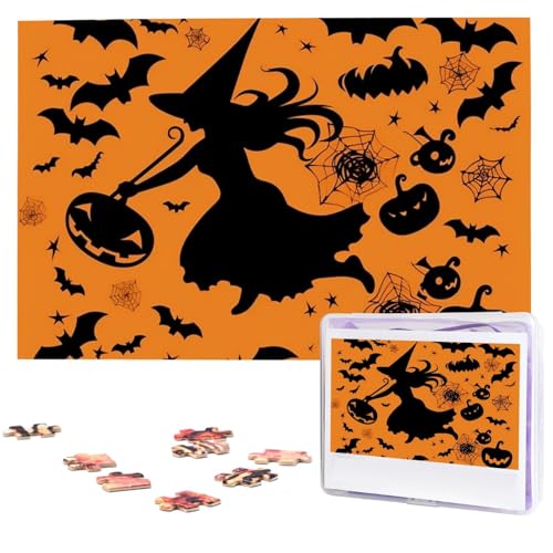 Puzzle Custom Jigsaw Puzzles for Adults 1000 Pieces Personalized Wooden Puzzle Halloween Witch Flying Wedding Puzzle Picture Puzzle for Christmas Family Birthday Holidays von Dwrepo