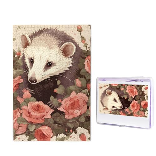 Puzzle Custom Jigsaw Puzzles for Adults 1000 Pieces Personalized Wooden Puzzle Opossum and Roses Wedding Puzzle Picture Puzzle for Christmas Family Birthday Holidays von Dwrepo