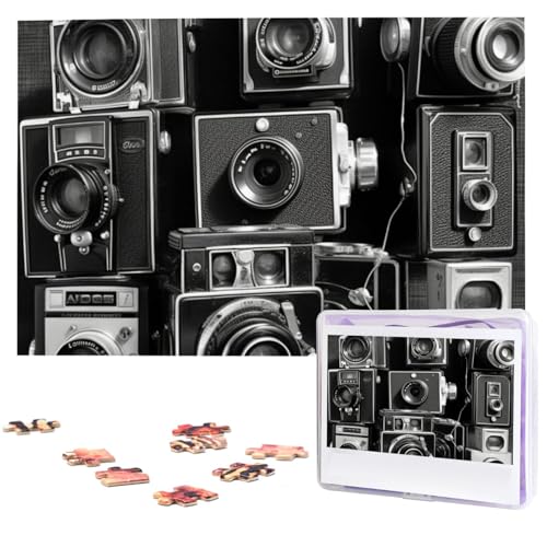 Puzzle mit 1000 Teilen, Retro-Kamera-Kollektion, Puzzles für Erwachsene, anspruchsvolles Puzzle, personalisiertes Bild, Puzzle, Holzpuzzle, 74,9 x 50 cm Puzzle mit 1000 Teilen, Retro-Kamera-Kollektion, Puzzles für Erwachsene, anspruchsvolles Puzzle, personalisiertes Bild, Puzzle, Holzpuzzle, 74,9 x 50 cm von Dwrepo