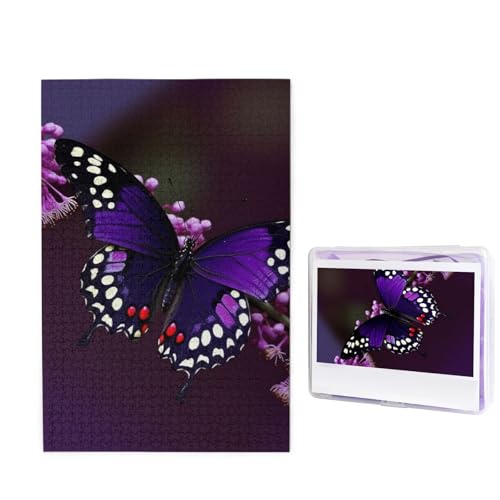 Puzzle mit 1000 Teilen – Lila Pflaume Schmetterling Puzzles für Erwachsene, herausforderndes Puzzle, personalisiertes Bild, Puzzle, Holzpuzzle, 74,9 x 50 cm von Dwrepo