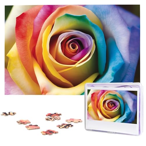 Puzzle mit 1000 Teilen – Regenbogen-Rosen-Blumen-Puzzles für Erwachsene, herausforderndes Puzzle, personalisiertes Bildpuzzle, Holzpuzzle, 74,9 x 50 cm Puzzle mit 1000 Teilen – Regenbogen-Rosen-Blumen-Puzzles für Erwachsene, herausforderndes Puzzle, personalisiertes Bildpuzzle, Holzpuzzle, 74,9 x 50 cm von Dwrepo