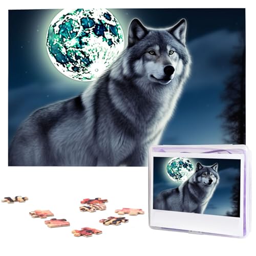 Puzzle mit 1000 Teilen – Wolf unter dem Mond Puzzles für Erwachsene, herausforderndes Puzzle, personalisiertes Bild, Holzpuzzle, 74,9 x 50 cm Puzzle mit 1000 Teilen – Wolf unter dem Mond Puzzles für Erwachsene, herausforderndes Puzzle, personalisiertes Bild, Holzpuzzle, 74,9 x 50 cm von Dwrepo