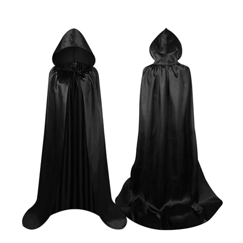 Dxmcgttbd Halloween Umhang,Vampir Umhang mit Kapuze,Schwarzer Umhang mit Kapuze,Schwarz Kapuzenumhang für Erwachsene,für Cosplay Halloween Kostüm,Benutzung unter unmittelbarer von Dxmcgttbd