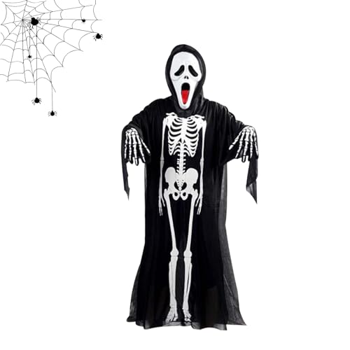 Dxmcgttbd Skelettkostüm,Halloween Kostüm Skelett,Kinderkostüm Skelett,Erwachsene Sensenmann Kostüm,Halloween Skelett Gesichtsmaske,Halloween Schädel Handschuhe und Skelett Robe,für Halloween Cosplay Dxmcgttbd Skelettkostüm,Halloween Kostüm Skelett,Kinderkostüm Skelett,Erwachsene Sensenmann Kostüm,Halloween Skelett Gesichtsmaske,Halloween Schädel Handschuhe und Skelett Robe,für Halloween Cosplay von Dxmcgttbd