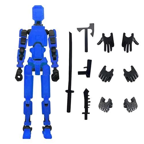 T13 Action Figure,Dummy Action Figures,3D-Druck von Beweglichen Figuren mit Mehreren Gelenken,with 4 Types of Weapons and 3 Types of Hands,Roboter-Actionfigur, Desktop-Dekorationen (Blau) von Dxmcgttbd