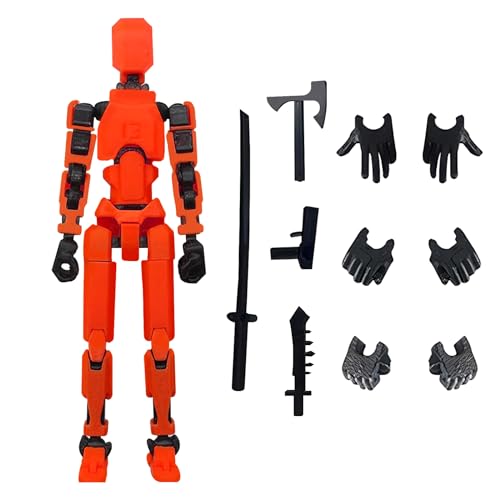 T13 Action Figure,Dummy Action Figures,3D-Druck von Beweglichen Figuren mit Mehreren Gelenken,with 4 Types of Weapons and 3 Types of Hands,Roboter-Actionfigur, Desktop-Dekorationen (Rot) von Dxmcgttbd