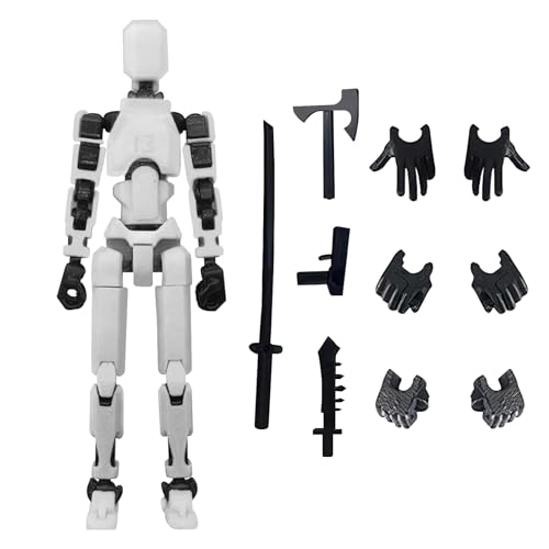 T13 Action Figure,Dummy Action Figures,3D-Druck von Beweglichen Figuren mit Mehreren Gelenken,with 4 Types of Weapons and 3 Types of Hands,Roboter-Actionfigur, Desktop-Dekorationen (Weiß) von Dxmcgttbd