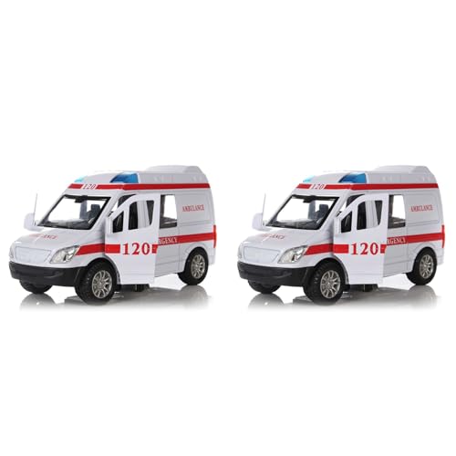 Dxoniislh 2X WeißEr Kranken Wagen Medizinische Fahrzeuge Spielzeug 1/32 Legierung Diecast Auto Model mit Licht & Sound Geschenk für Kinder von Dxoniislh