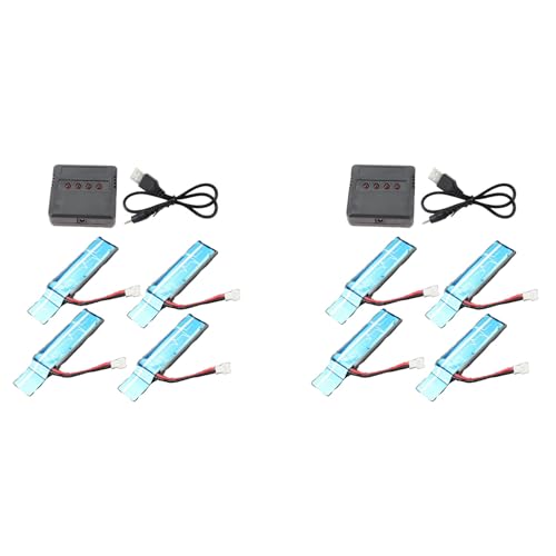Dxoniislh 8PC 3.7V 520MAh 30C Verbesserter Li-Po- mit USB-LadegeräT für XK K110 K110S V930 V977 RC Hubschrauber Ersatzteile von Dxoniislh