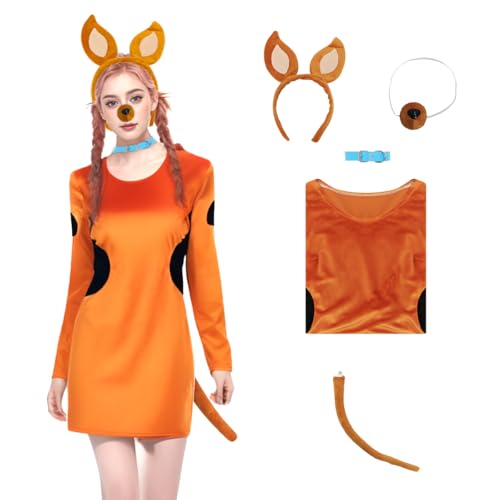 Dxvsaxi Mystery Welpenkleid für Damen, Halloween, klassische Filmfiguren, Cosplay, Stirnband, Nasenkragen und Schwanz, Party-Set, Größe L Dxvsaxi Mystery Welpenkleid für Damen, Halloween, klassische Filmfiguren, Cosplay, Stirnband, Nasenkragen und Schwanz, Party-Set, Größe L von Dxvsaxi