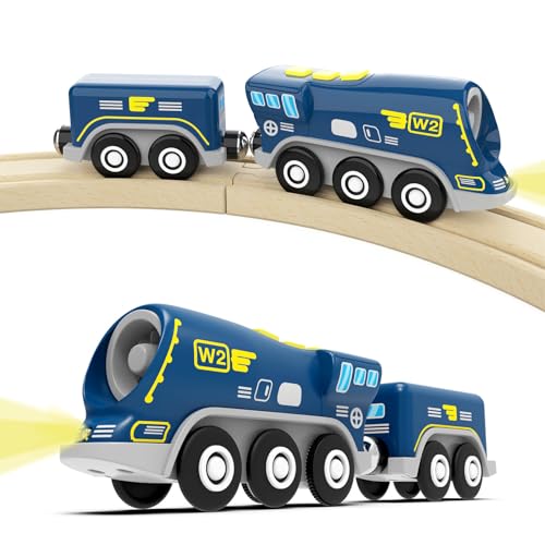 DxxD Eisenbahn Elektrische lok Holzeisenbahn Zug, Batteriebetriebenes Lokomotivzug mit Frontscheinwerfern und Sound, Zugset Kompatibel mit Thomas, Brio, Spielzeuglok für Kleinkind Kinder ab 3 Jahren DxxD Eisenbahn Elektrische lok Holzeisenbahn Zug, Batteriebetriebenes Lokomotivzug mit Frontscheinwerfern und Sound, Zugset Kompatibel mit Thomas, Brio, Spielzeuglok für Kleinkind Kinder ab 3 Jahren von DxxD