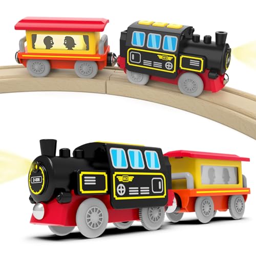DxxD Eisenbahn Elektrische lok Holzeisenbahn Zug Kleinkind, Batteriebetriebenes Lokomotivzug mit Frontscheinwerfern und Sound, Zugset Kompatibel mit Thomas, Brio, Spielzeuglok für Kinder ab 3 Jahren DxxD Eisenbahn Elektrische lok Holzeisenbahn Zug Kleinkind, Batteriebetriebenes Lokomotivzug mit Frontscheinwerfern und Sound, Zugset Kompatibel mit Thomas, Brio, Spielzeuglok für Kinder ab 3 Jahren von DxxD