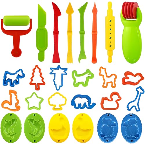 DxxD Knete Set Knetwerkzeug für Kinder, 26 Stück Knete Zubehör Teig Plastilin Werkzeuge, DIY Knetmasse, Extruder, Küchenspielzeug, Pädagogisches Spielzeug Geschenk für Jungen und Mädchen 2-10 Jahre DxxD Knete Set Knetwerkzeug für Kinder, 26 Stück Knete Zubehör Teig Plastilin Werkzeuge, DIY Knetmasse, Extruder, Küchenspielzeug, Pädagogisches Spielzeug Geschenk für Jungen und Mädchen 2-10 Jahre von DxxD
