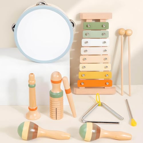 DxxD Musikinstrumente für Kinder, Kinderspielzeug ab 3 Jahre, Montessor holzspielzeug Musikspielzeug für Kleinkinder Jungen und Mädchen, Trommel Maracas Triangel Xylophon Kinder Spielzeug Geschenke DxxD Musikinstrumente für Kinder, Kinderspielzeug ab 3 Jahre, Montessor holzspielzeug Musikspielzeug für Kleinkinder Jungen und Mädchen, Trommel Maracas Triangel Xylophon Kinder Spielzeug Geschenke von DxxD