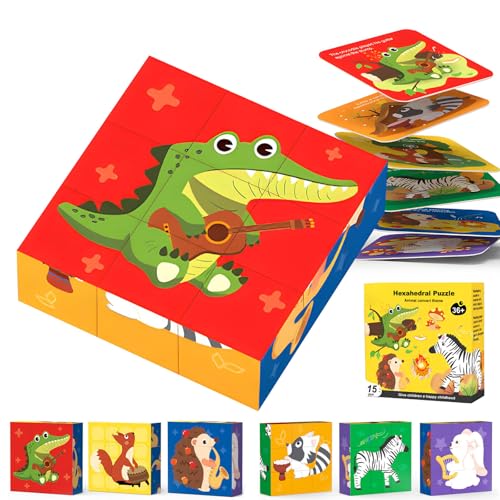 DxxD Puzzle Kinder ab 1 2 3 4 Jahren, 3D Bilderwürfel Holzpuzzle Holzspielzeug, Lernspielzeug kinderspielzeug ab 2 Jahre, 6 in 1 Tier-Motive Montessori Spielzeug Geschenk für Jungen und Mädchen DxxD Puzzle Kinder ab 1 2 3 4 Jahren, 3D Bilderwürfel Holzpuzzle Holzspielzeug, Lernspielzeug kinderspielzeug ab 2 Jahre, 6 in 1 Tier-Motive Montessori Spielzeug Geschenk für Jungen und Mädchen von DxxD