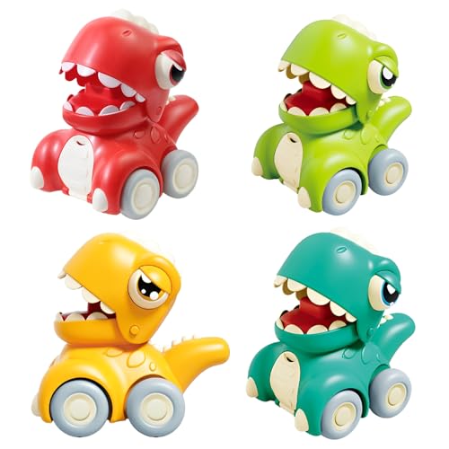 DxxD Spielzeugautos ab 1 Jahr, Dinosaure Baby Spielzeug, Press and Go Auto für Kleinkinder ab 1 2 3 Jahren, 4 Stück Baby Cartoon Aufziehautos Lernspielzeug Geschenk für Kinder Jungen ab 18 Monaten+ von DxxD
