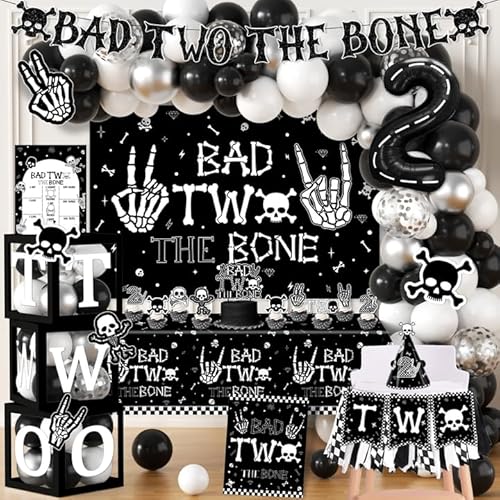 2. Geburtstag Dekorationen für Jungen, Bad Two The Bone Party Dekorationen mit Hintergrund Ballon Box Kuchen Cupcake Topper Tischdecke für Bad 2 The Bone Halloween 2 Jahre alt Geburtstag Party 2. Geburtstag Dekorationen für Jungen, Bad Two The Bone Party Dekorationen mit Hintergrund Ballon Box Kuchen Cupcake Topper Tischdecke für Bad 2 The Bone Halloween 2 Jahre alt Geburtstag Party von Dydamud