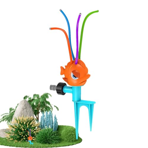 Dyeulget Automatischer Gartensprinkler, Sprinklerspielzeug für Kinder - Verstellbares Wassersprühspielzeug,Spritzendes Spaßspielzeug im Cartoon-Design für Outdoor-Aktivitäten, Strände, Gärten und von Dyeulget