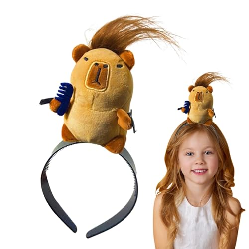 Dyeulget Capybara Haarspange für Damen und Mädchen, gefüllte Capybara-Form, modisches Accessoire, Puppenform, Kopfbedeckung für Reisen, Strandpartys, Make-up, Dusche von Dyeulget