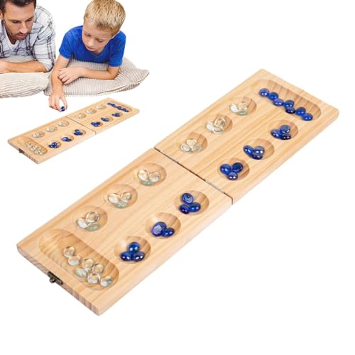 Dyeulget Mancala-Brettspiel-Spielzeugset: Marmorspiel mit Klappbrett, afrikanisches Schach-Strategiespiel für Kinder, Familienbrettspiel, Mind-Puzzle-Spiel Schach von Dyeulget