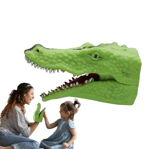 Dyeulget Tierhandpuppen,Alligatorpuppe - Cartoon realistische Krokodil Hai Dinosaurier Spielzeug Handpuppen,Weichgummi-Rollenspiel-Dino-Kopfpuppen-Handspielzeug für Geschichtenerzählaktivitäten, von Dyeulget