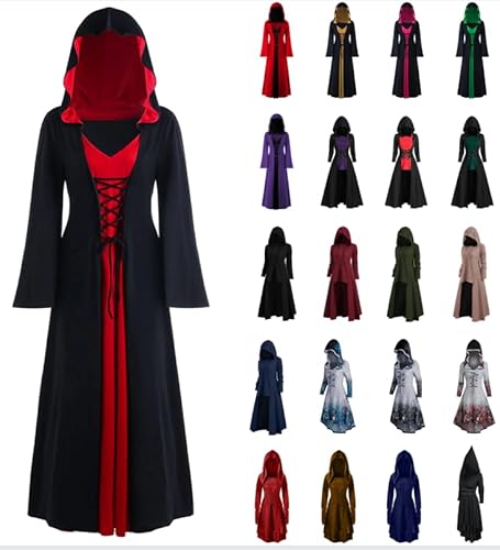 Halloween Kostüm Damen Mittelalter Gothic Kleid mit Kapuze A-Linie Schnürkleid Renaissance Cosplay Party Übergröße Robe Hexen Umhänge Party Karneval Kleidung Traditionell Steampunk Maxikleid Halloween Kostüm Damen Mittelalter Gothic Kleid mit Kapuze A-Linie Schnürkleid Renaissance Cosplay Party Übergröße Robe Hexen Umhänge Party Karneval Kleidung Traditionell Steampunk Maxikleid von Dyhxuan