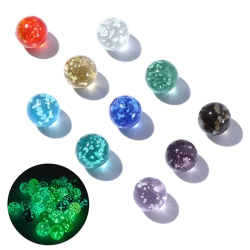 Dyiouxin Glasmurmeln,10 Stück Murmeln,Leuchten im Dunkeln,16mm Bunte Kristall Kugel Murmeln Deko Spielzeug für Jungen und Mädchen,DIY-Projekte oder Heimdekoration von Dyiouxin