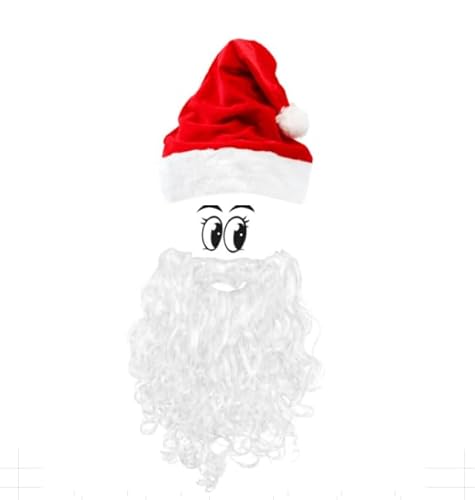 Dyiouxin Weihnachtsmann Bart,Weihnachtsmütze,Nikolausmütze mit Bart,Klassischer,weihnachtsmann kostüm,Erwachsene Herren/Damen, aus Samt für festliche Partys im neuen Jahr Dyiouxin Weihnachtsmann Bart,Weihnachtsmütze,Nikolausmütze mit Bart,Klassischer,weihnachtsmann kostüm,Erwachsene Herren/Damen, aus Samt für festliche Partys im neuen Jahr von Dyiouxin