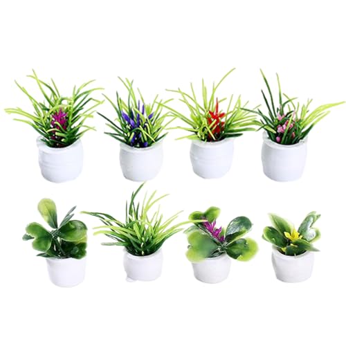 Puppenhaus Miniaturpflanze,Puppenhaus Zubehör,8 Teiliges Puppenhaus Bonsai Pflanze 1:12 Mini Garten Topfpflanzen,Miniatur Zubehör,Miniatur Pflanzen,für Puppenhaus Garten Dekorationen von Dyiouxin
