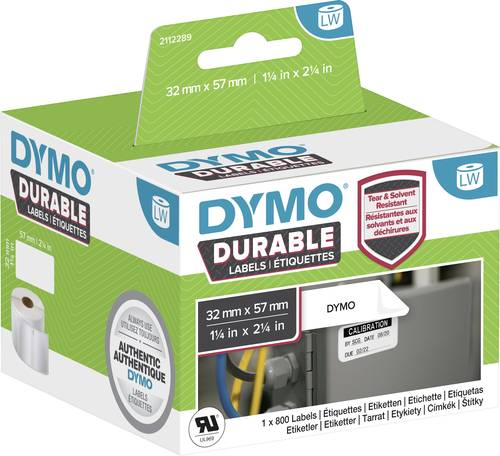 DYMO 2112289 Etiketten Rolle 57 x 32mm Polypropylen-Folie Weiß 800 St. Permanent haftend Universal- von Dymo
